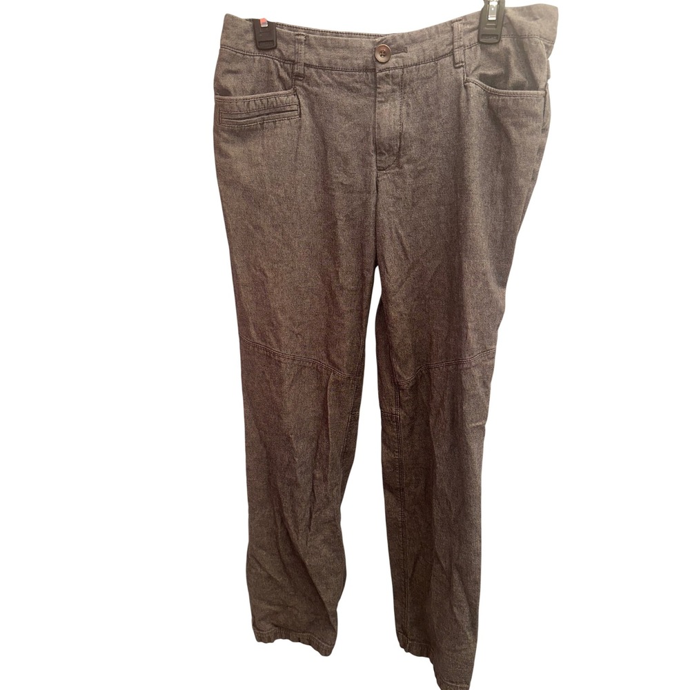 Eddie Bauer Gray Cotton Stretch Straight Leg Utility Pants Womens 6 Waist Straps